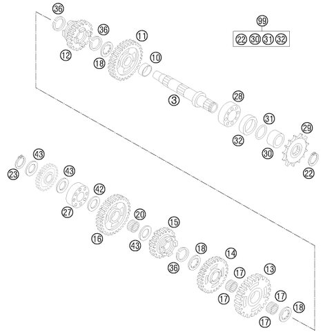 ABTRIEBSWELLEN REP.KIT105/85SX