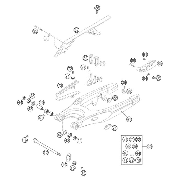 SCHWINGARMBOLZEN KPL.L=253 von KTM - 54603014100 - ktm-shop24.de 