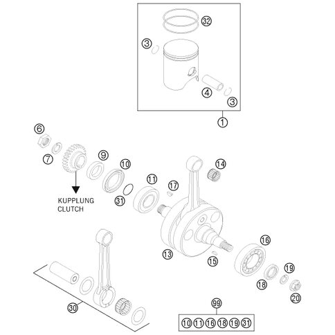 KURBELWELLE 250/300 EXC-MXC 08