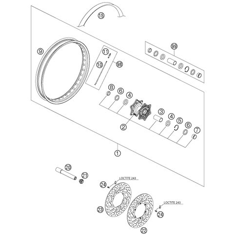 Distanzbüchse Vorderrad re. 03 von KTM - 60009013000 - ktm-shop24 