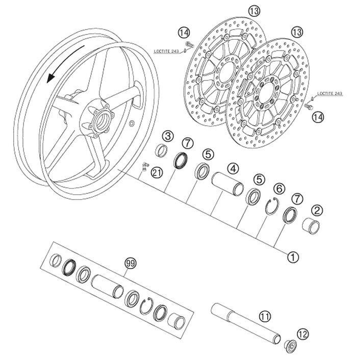 Distanzbüchse Vorderrad re. 03 von KTM - 60009013000 - ktm-shop24 