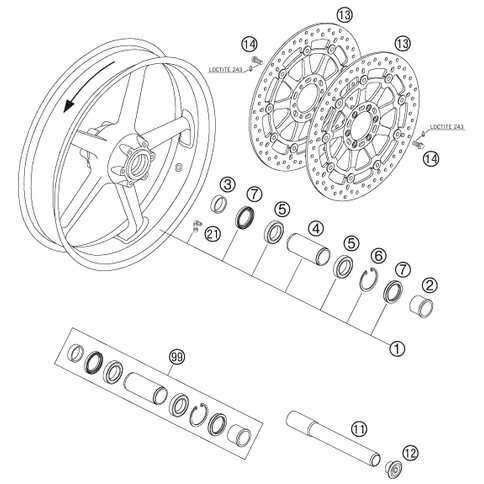 Distanzbüchse Vorderrad re. 03