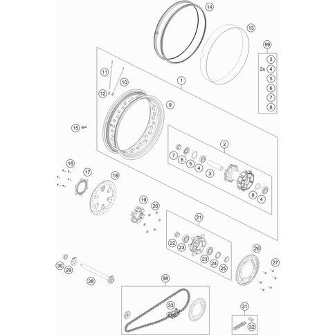 Lagerdistanzrohr L=124,8mm  03