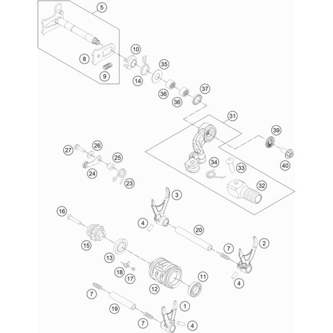 Schalthebel kpl. von KTM - 72034031000 - ktm-shop24.de - KTM-Shop24.de