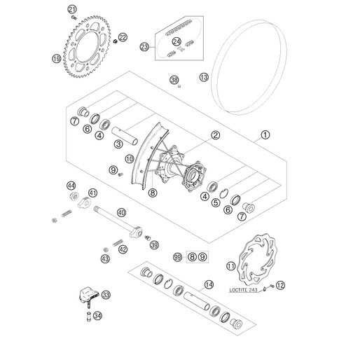 Kettenrad Alu 42Z von KTM - 58310051042 - ktm-shop24.de - KTM 