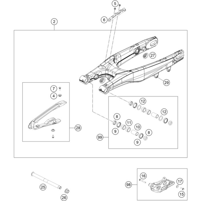 KETTENFÜHRUNGSKIT HIN. SX-F 14 von KTM - 77704070210 - ktm-shop24 