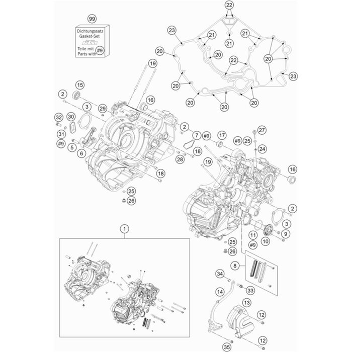 MOTORGEHÄUSE KPL. MIT LAGER von KTM - 6033000004424 - ktm-shop24 