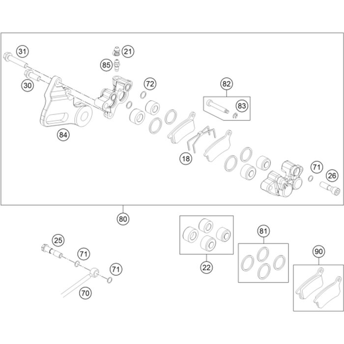 BREMSZANGE HINTEN KPL. 65SX 16 von KTM - 46313080000 - ktm-shop24 FK8 柿本改 Regu06&R ワンオフフロントパイプ