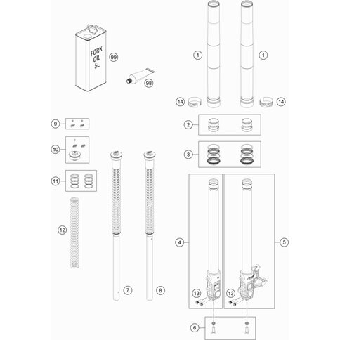 Gabelaußenrohr 44x520 dt51 db54