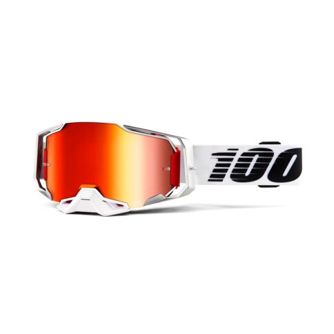 100% Brille Armega Lightsaber Weiß Verspiegelt Rot