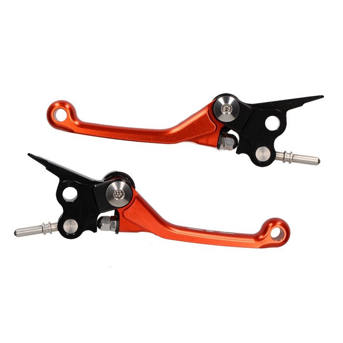 AVDB-moto Kupplungs- & Bremshebel Set CNC Aluminium - Für Suzuki GSXR 1000 K1-K4 (2001-2004), Verstellbar, Orange/schwarz