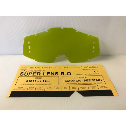 100% Roll-Off Polywel Strata Accuri Racecraft Glas Scheibe Linse Gelb