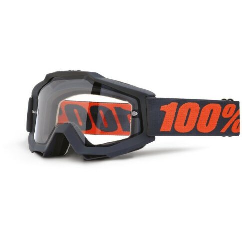 100% Brille Accuri Enduro Gummetal Blau - Klar Anti Fog