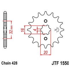 Beta Ritzel 14Z Teilung 428 grobverzahnt 6...