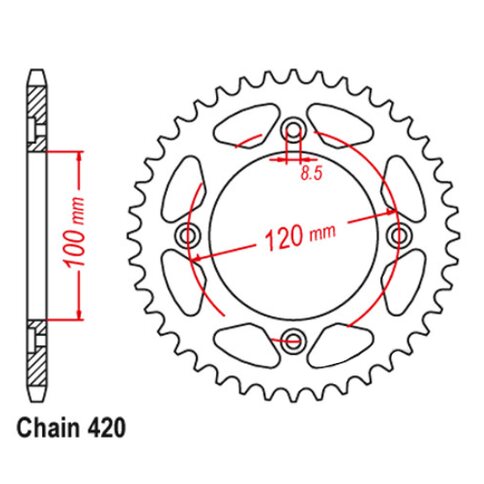 Kettenrad Alu 50Z 420 Senkkopf Beta Rev 50 RR 50 2003-2020